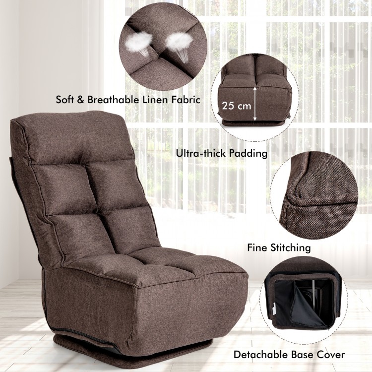 360-Degree Swivel Folding Floor Chair with 6 Adjustable Positions