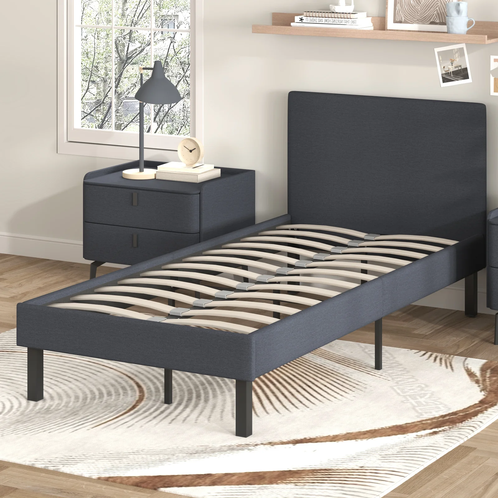 Bed Frame Single Size Mattress Base Upholstered