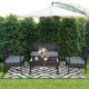 4 Pieces Patio Rattan Cushioned Furniture Set with Lounger and Table