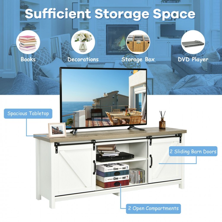 TV Stand Media Center Console Cabinet with Sliding Barn Door for TVs Up to 65 Inch
