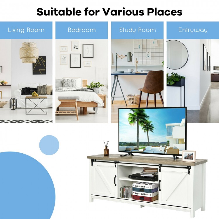 TV Stand Media Center Console Cabinet with Sliding Barn Door for TVs Up to 65 Inch