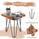 21 Inch Outdoor Epoxy Resin Teak Wood End Table with Irregular Tabletop