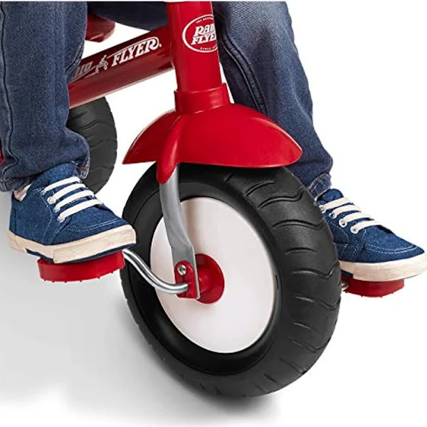 Radio Flyer Kid’s Steer & Stroll Trike, Red – Adjustable Seat, Storage Bin, Bell, Steel Frame