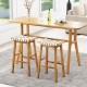 Faux PU Leather Bar Stools Set of 2 with Woven Curved Seat Natural