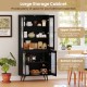 70.5 inch Tall Kitchen Pantry Cabinet Cupboard with 4 Transparent Doors
