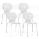 Set of 4 Metal Dining Chair with Hollowed Backrest and Metal Legs