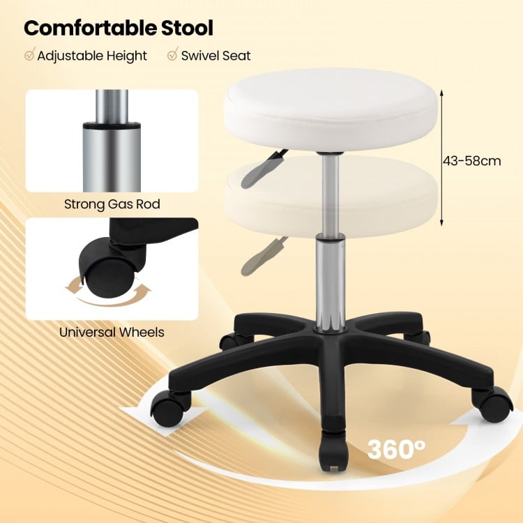 72 Inch Massage Bed with Hydraulic Stool Removable Headrest and Storage Boxes