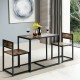 3 Pieces Dining Set Compact Table and 2 Chair with Metal Frame for Small Space