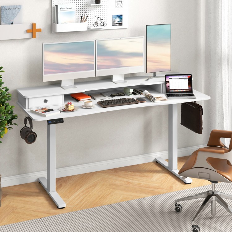 63 Inch x 24 Inch Electric Standing Desk with 2 Drawers