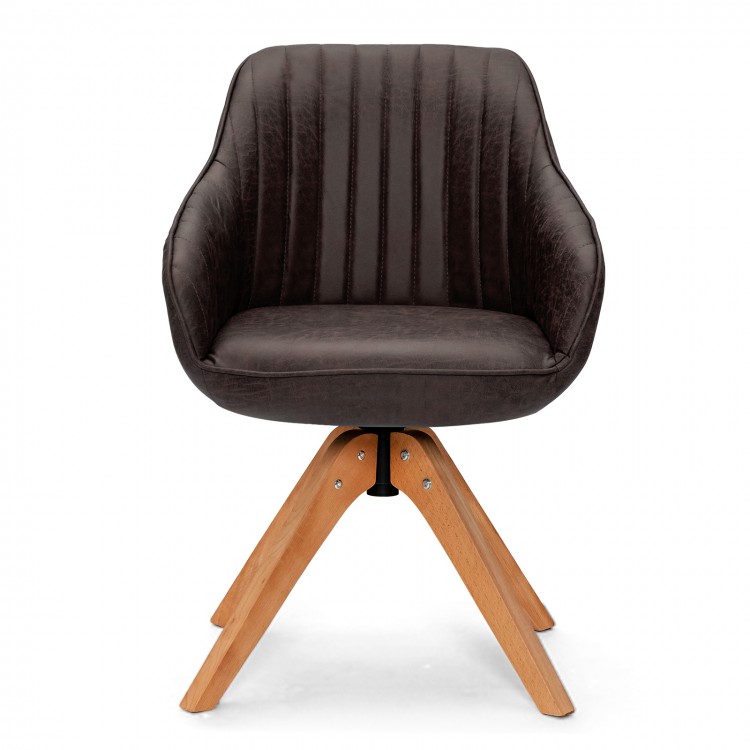 Stylish Swivel Home Office Chair with Solid Wood Legs