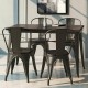 Set of 4 Tolix Style Metal Dining Wood Seat