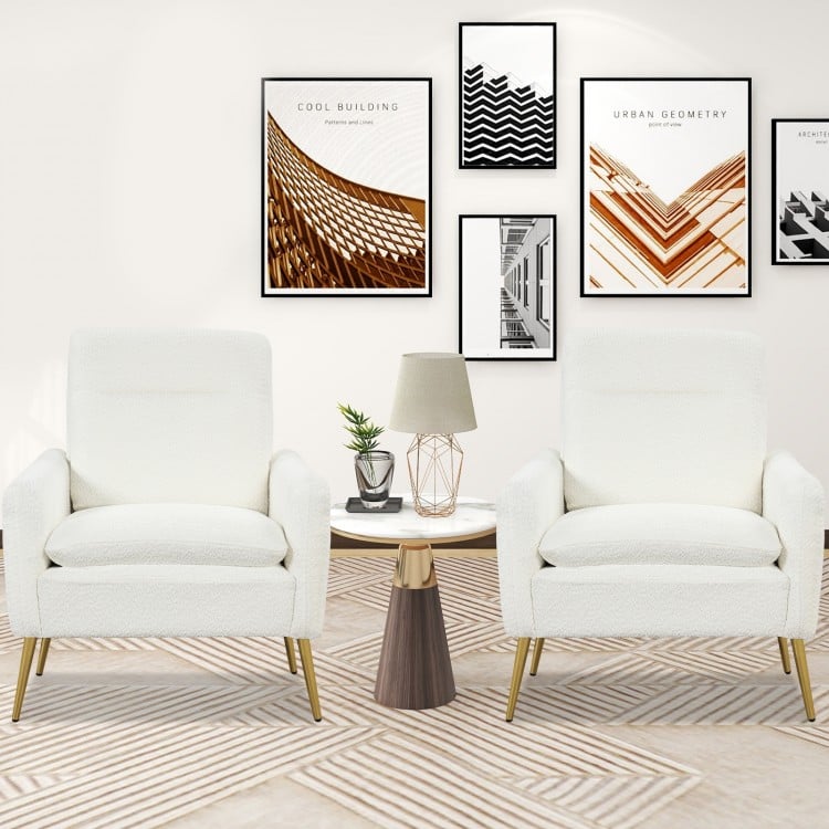 Upholstered Sherpa Modern Accent Armchair for Living Room