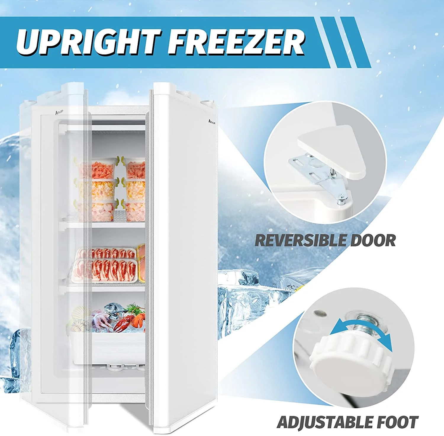88L Mini Upright Freezer Deep Freezer