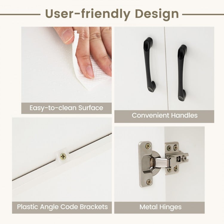 Free Standing Pantry Cabinet with 2 Door Cabinet and 5 Shelves