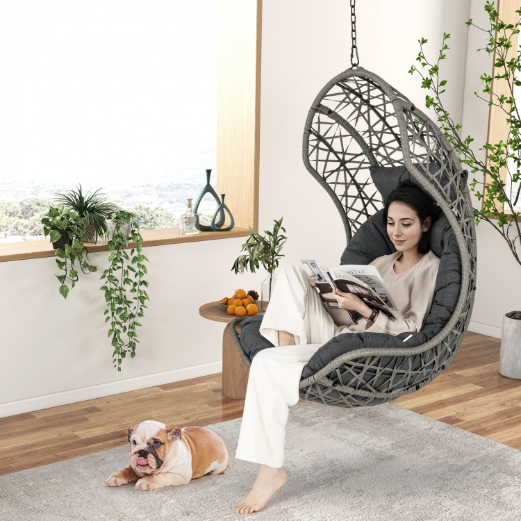 Hanging Egg Chair PE Rattan Swing Hammock Chair with Soft Pillow and Cushion