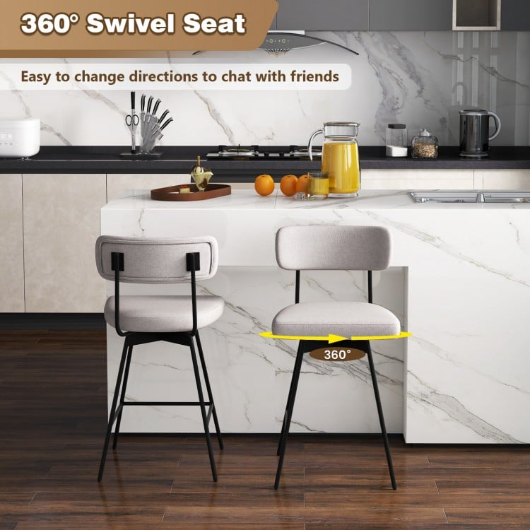 25 Inch 2 Pieces Modern Upholstered Bar Stools with Back and Footrests