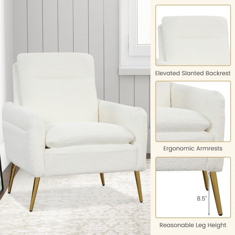 Upholstered Sherpa Modern Accent Armchair for Living Room