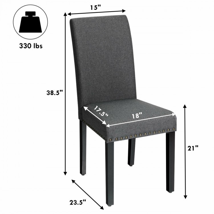 Set of 2 Fabric Upholstered Dining Chairs with Nailhead