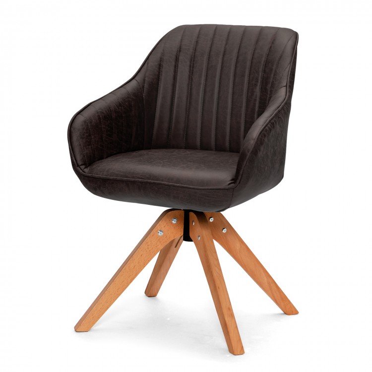 Stylish Swivel Home Office Chair with Solid Wood Legs