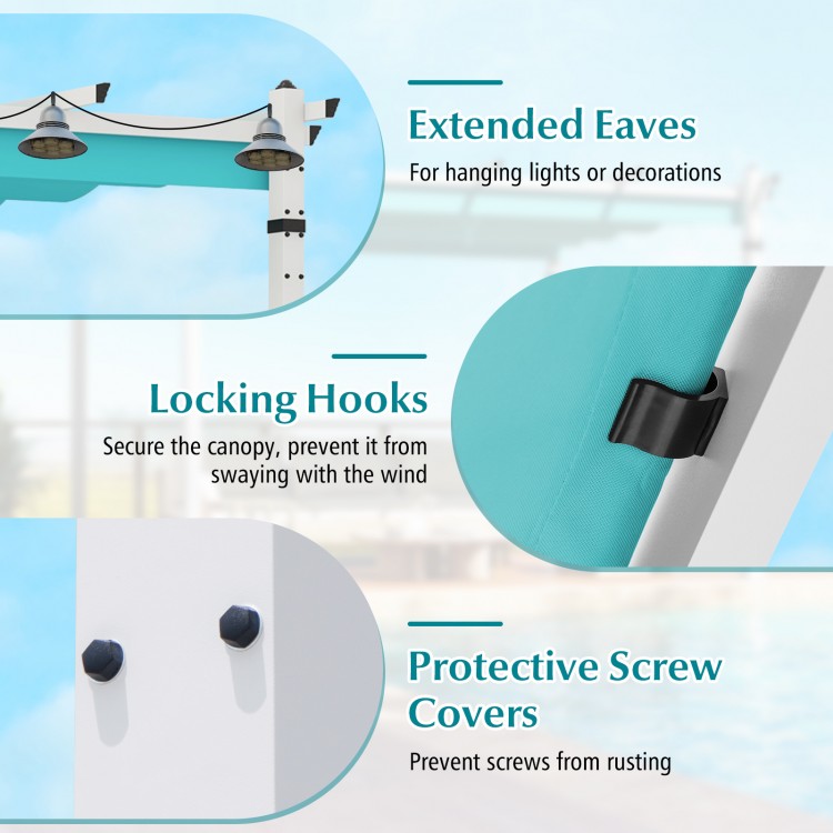 Outdoor Pergola with Retractable Canopy and Aluminum Frame