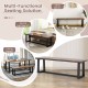 56.5 Inches Wood Dining Bench with Wavy Edge and Adjustable Footpads