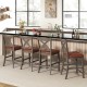 Bar Stools Set of 2 with Cross Back and Faux Leather Upholstered Seat