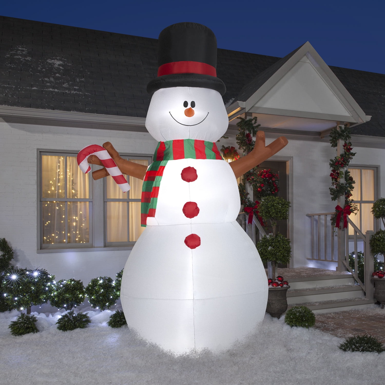 Gemmy 10 ft Animated Swiveling Snowman Inflatable with Candy Cane for Christmas Decor
