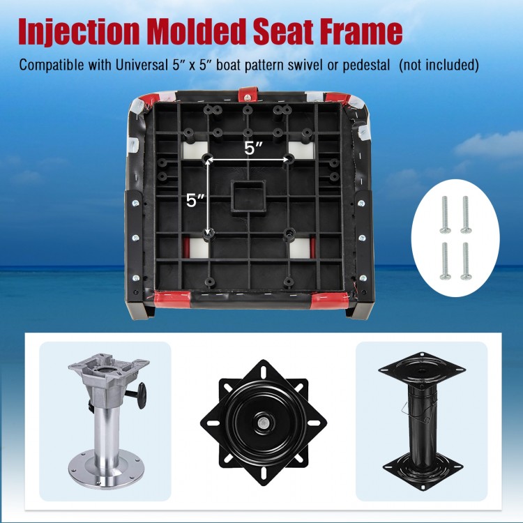 2 Pieces High Back Folding Boat Seat Set with Sponge Cushion