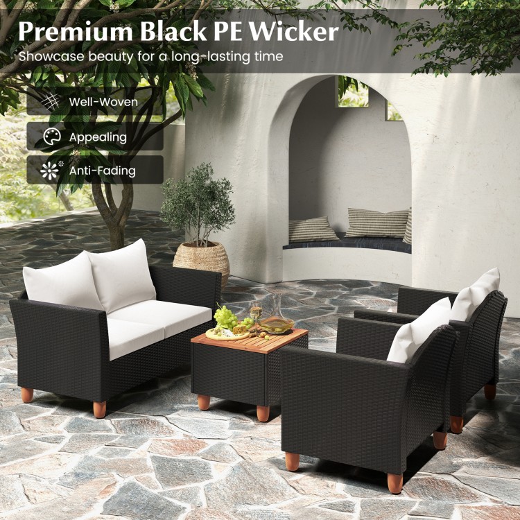 4 Pieces Outdoor Conversation Set with Storage Coffee Table