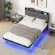 Full/Queen Size Floating Bed Frame with LED and Headboard and Charging Station