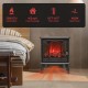1400W Electric Stove Heater with 3-Level Flame Effect and 3-Sided View