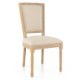 French Dining Chair Set of 2 with Rectangular Backrest and Solid Rubber Wood Frame