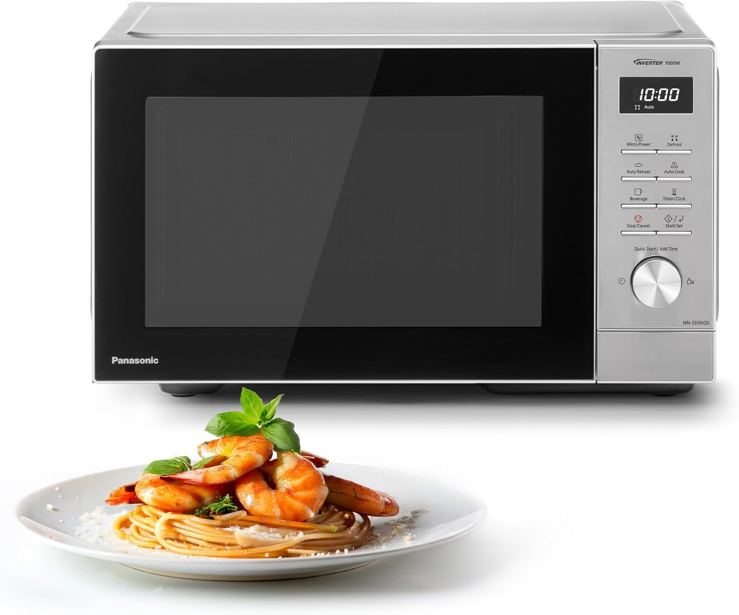 Panasonic NN-SD36QSEPG Solo mikrobølgeovn, 29 L, 1000 W, automatisk optøning, 11 automatiske programmer, timer, sølv