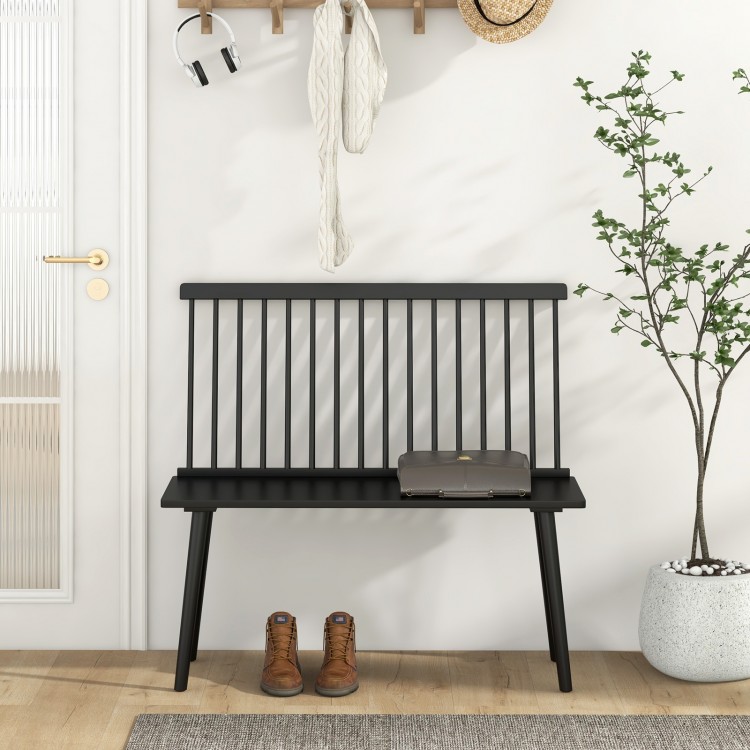Entryway Bench for 2 with Spindle Back for Kitchen Dining Room and Hallway