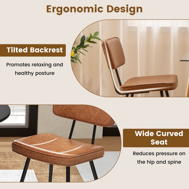 Dining Chair Set of 2 with Padded Backrest and Seat