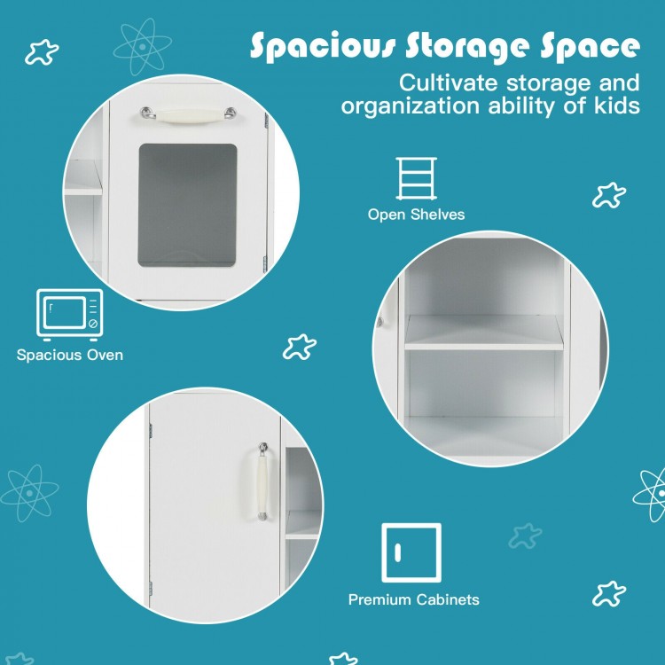 Kids Kitchen Playset Pretend Play Cooking Set with Vivid Faucet and Telephone