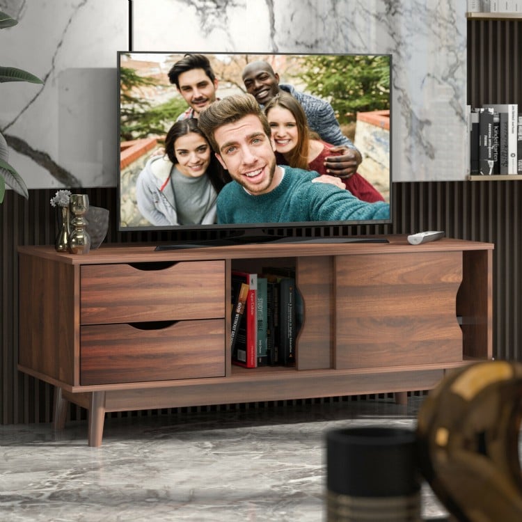 TV Console Cabinet with Drawers and Sliding Doors for TVs Up to 60 Inch