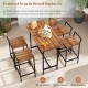 5 Piece Acacia Wood Bar Table Set Bar Height Table and Chairs with Metal Frame and Footrest