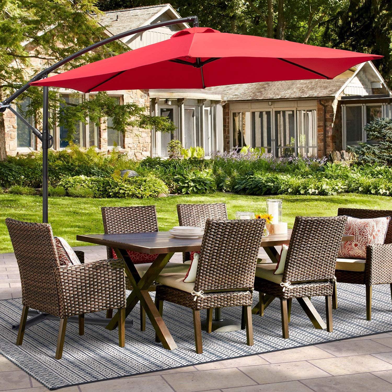 Vineego 10 FT Red Offset Cantilever Patio Umbrella, Adjustable Tilt, UV & Water Resistant