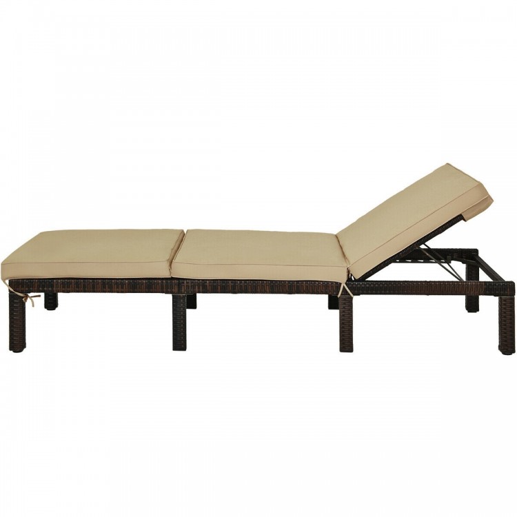 Paito Wicker Chaise Lounger with Adjustable Backrest