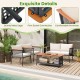 4 Piece Patio Rattan Furniture Set with 2-Tier Coffee Table