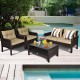 4 Pieces Outdoor Rattan Wicker Furniture Set with Cushions