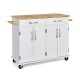 4-Door Rolling Kitchen Island Cart Buffet Cabinet with Towel Racks Drawers