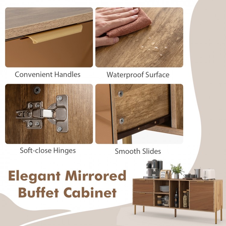 Mirrored Buffet Cabinet with 2 Drawers and 1 Door for Living Room