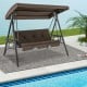 Convertible 3-Seat Patio Porch Swing Chair to Flat Bed with Adjustable Canopy
