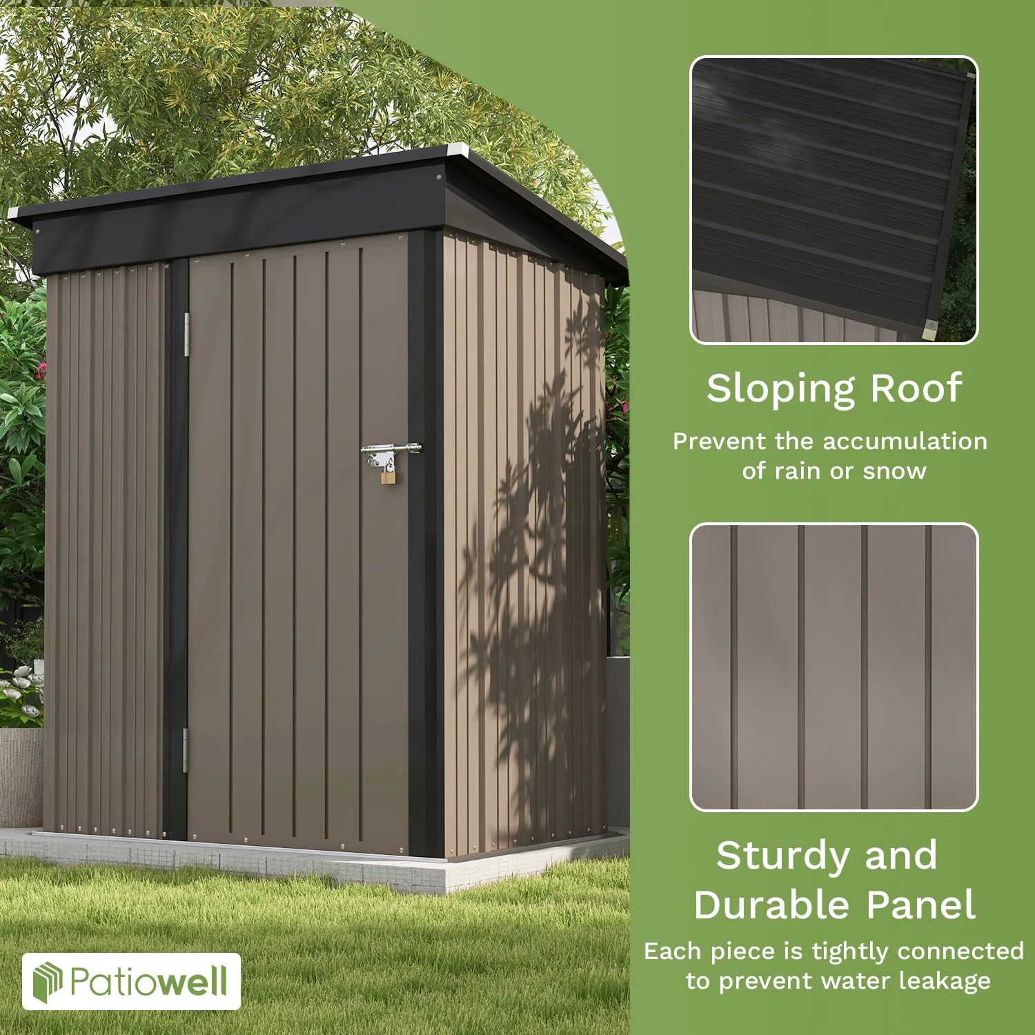 Patiowell 5x3 FT Outdoor Storage Shed for Backyard Garden Patio Lawn