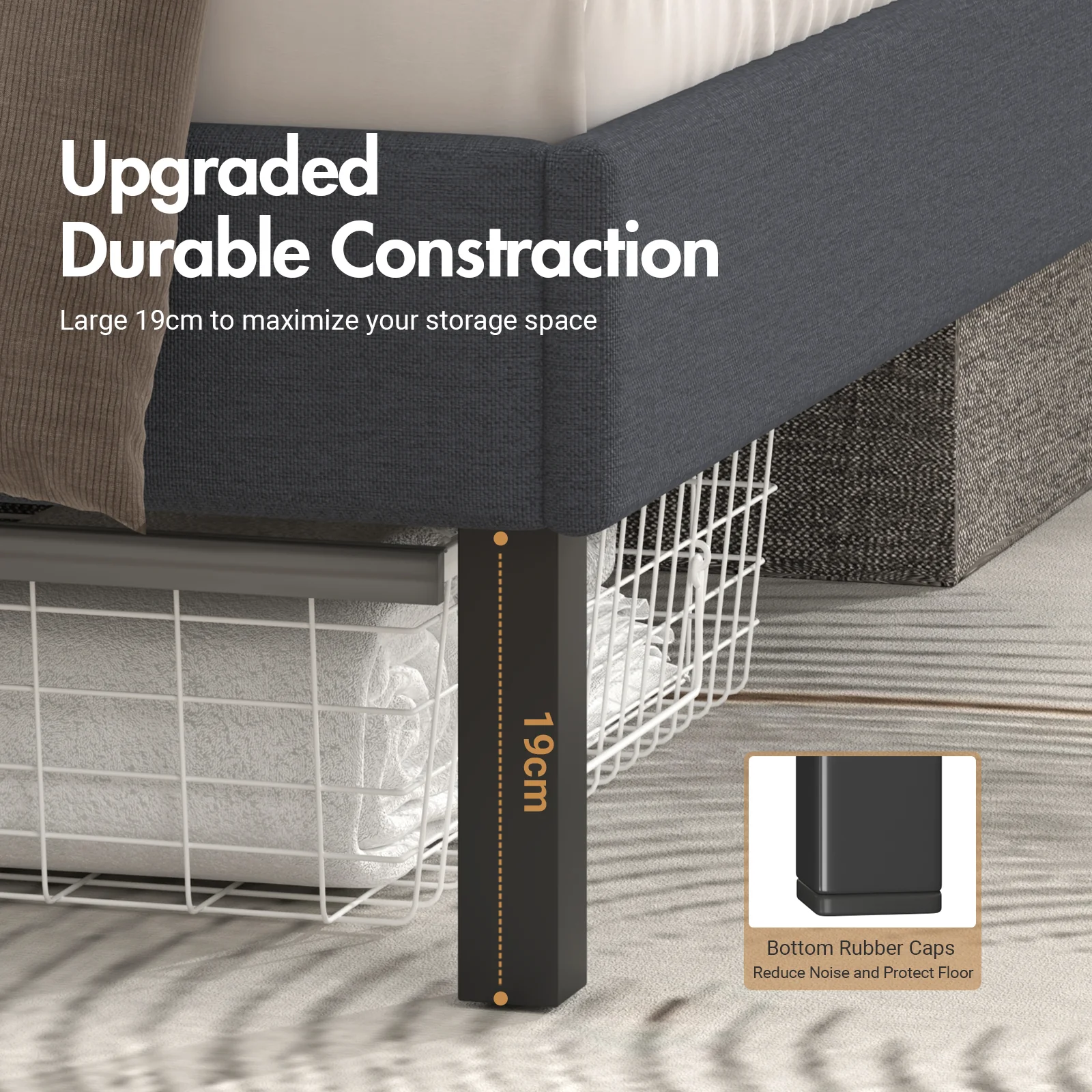 Bed Frame Single Size Mattress Base Upholstered