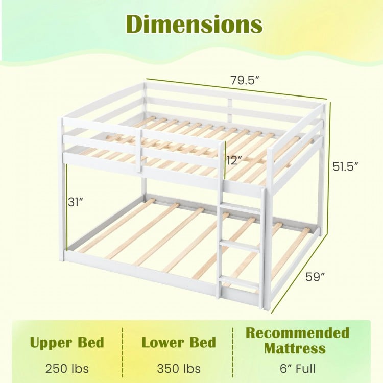 Full Over Full Bunk Bed Low-to-ground Bunk Bed