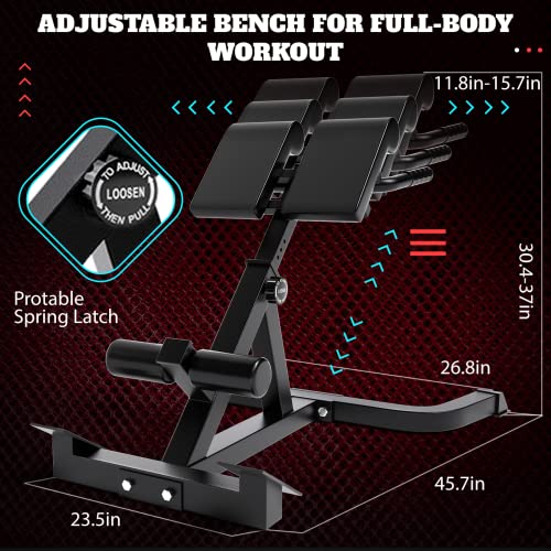 Loupusuo Roman Chair Back Extension & Ab Bench, Adjustable Height, 300 lbs Capacity, Space-Saving Design