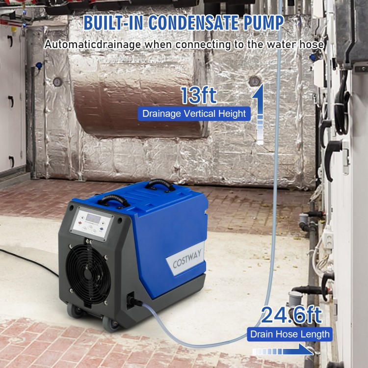 180 PPD Commercial Dehumidifier with Pump Drain Hose and Wheels